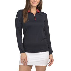 KASTEL DENMARK Navy/red Upf 30 Long Sleeve Solid Quarter Zip Sun Shirt